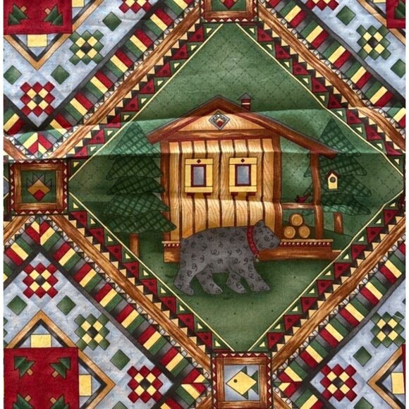 Mumms the Word Rustic Cabin Wildlife Quilting Fabric Moose Fish Bear 2+ Yards De - Picture 3 of 12
